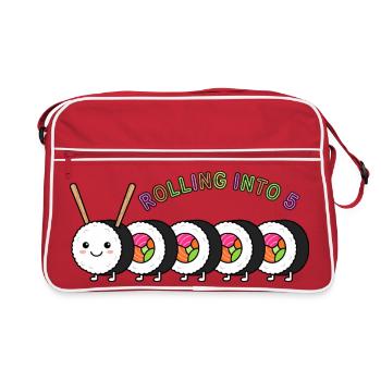 Rolling Into 5 Sushi Geburtstag - Retro Tasche - Rot/Weiß - Vorne