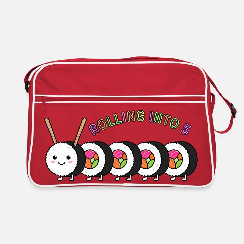 Rolling Into 5 Sushi Geburtstag Retro Tasche