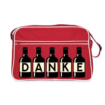 Dankeschön Danke Weinflaschen - Retro Tasche - Rot/Weiß - Vorne