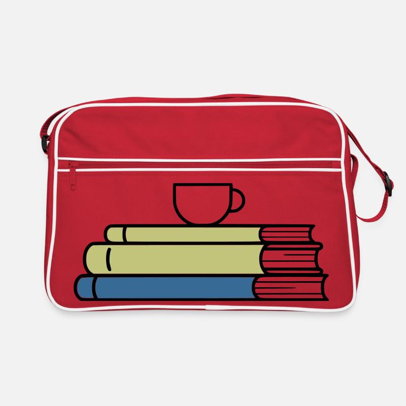 Stack of books Coffee mug Coloured Retro Bag