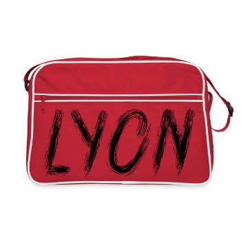 Lyon en lettres brush noir - Sac Retro - rouge/blanc - Devant