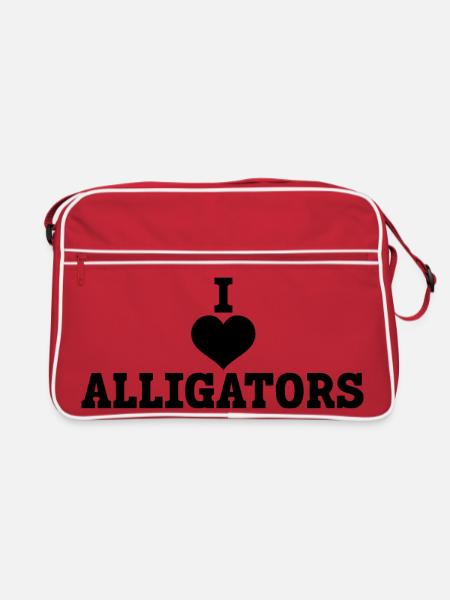 J’adore les alligators – Fan d’alligators - Sac Retro - rouge/blanc - Devant