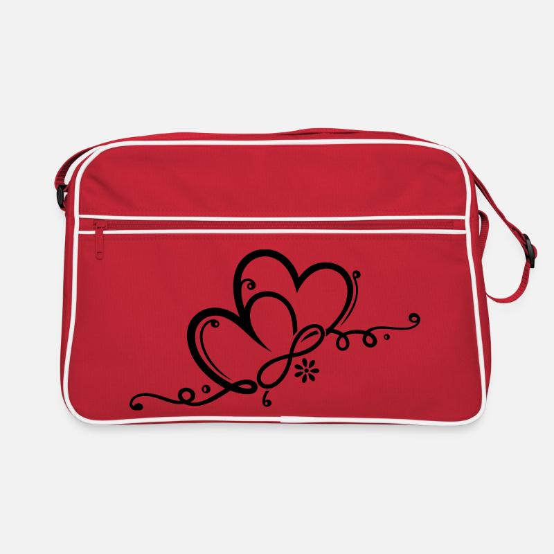 Two hearts with ornament and infinity Retro Bag
