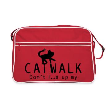 « Don’t F* up my Catwalk » chat effronté - Sac Retro - rouge/blanc - Devant