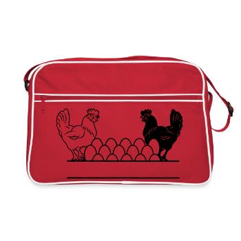 Chicken dark and light monogram - Retro Bag - red/white - Front