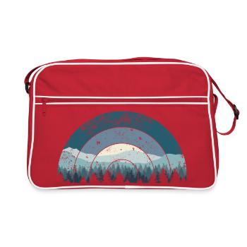 Blue Arc Forest Landscape - Retro Bag - red/white - Front