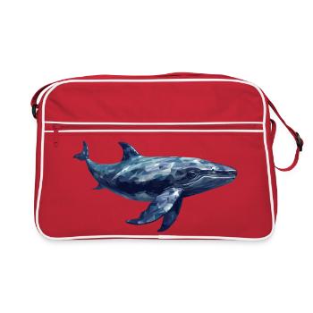 Pottwal Polygon Design - Retro Tasche - Rot/Weiß - Vorne