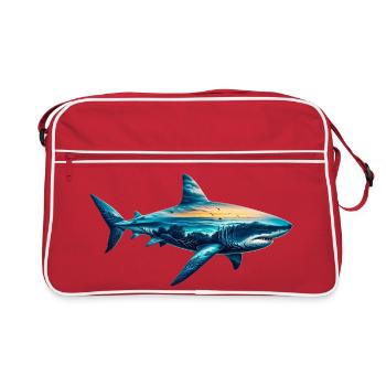Decorated shark painted with a seascape - Retro Bag - red/white - Front