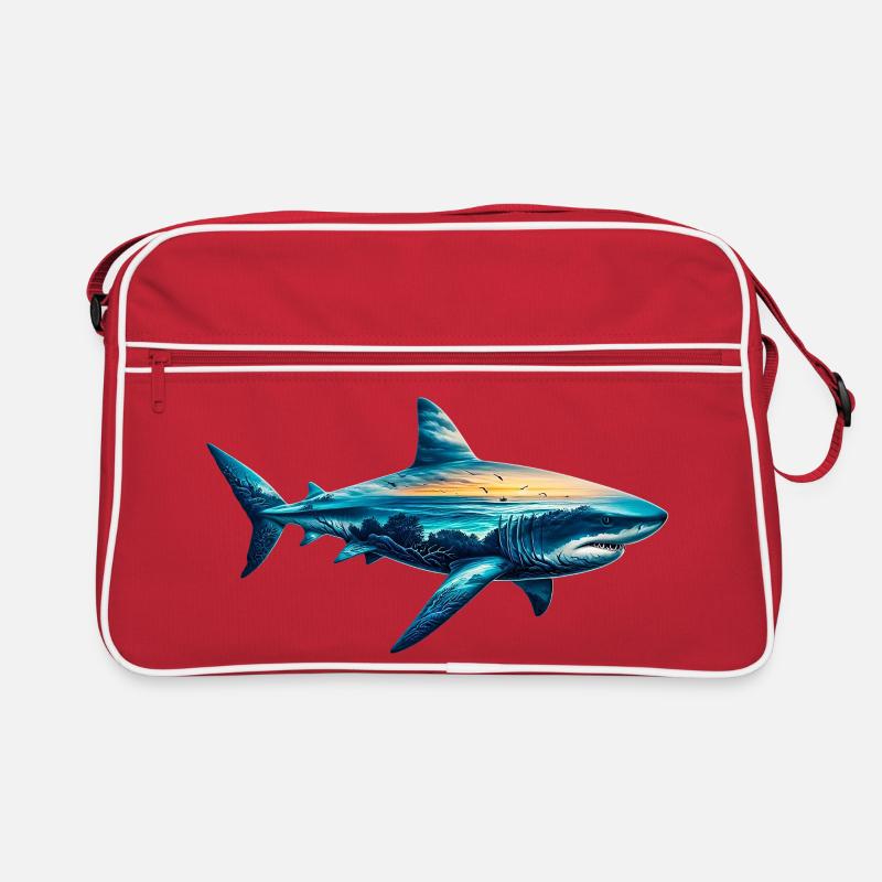Decorated shark painted with a seascape Retro Bag
