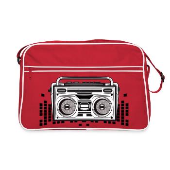 Cassette recorder in 80s stencil look - Retro Bag - red/white - Front
