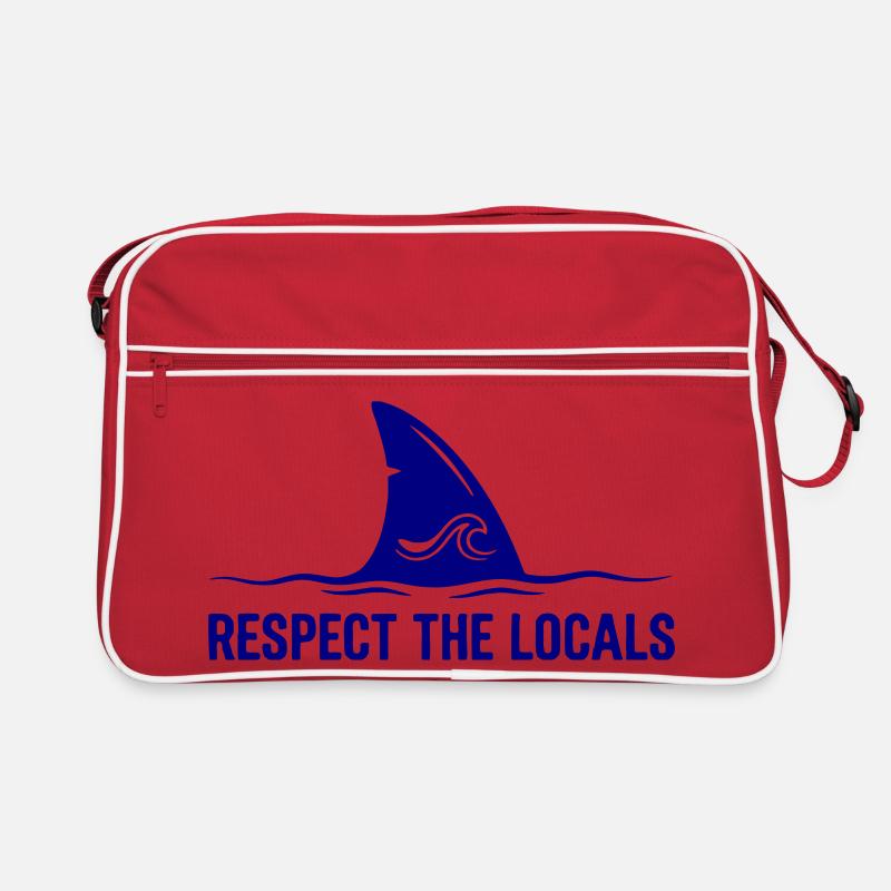 Respekt vor den Einheimischen – Shark and Waves - Retro Tasche - Rot/Weiß