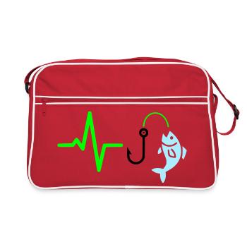 Pulse Line Fishing Fish Icon - Retro Bag - red/white - Front