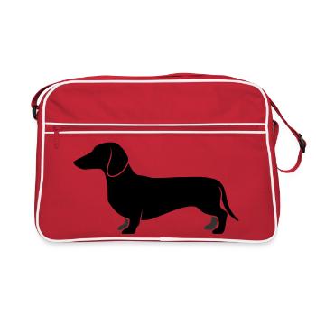 Dachshund Hunting Dog Profile - Retro Bag - red/white - Front