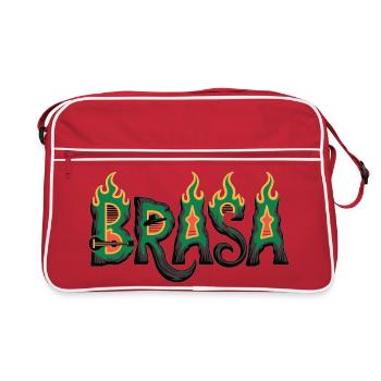 T-shirt Brésil avec flammes – Motif de football samba - Sac Retro - rouge/blanc - Devant
