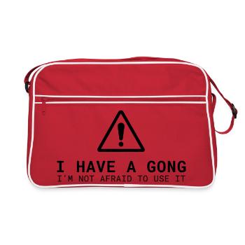 I Have a Gong - I'm Not Afraid to Use It | Fun  - Retro Tasche - Rot/Weiß - Vorne