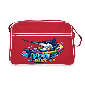 Glise de piscine : Marlin surfeur dans la piscine - Sac Retro - rouge/blanc - Devant