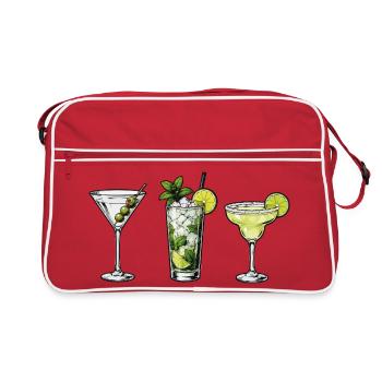 Trois cocktails : menthe-citron vert - Sac Retro - rouge/blanc - Devant
