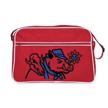 Logo du Crâne de sanglier sauvage - Sac Retro - rouge/blanc - Devant