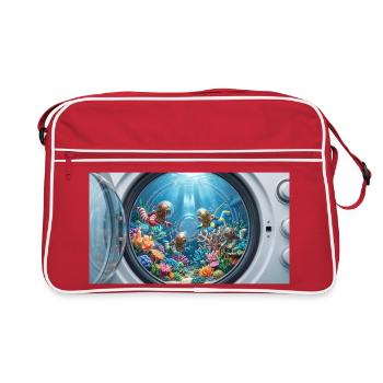 Surreal underwater world inside a washing machine  - Retro Tasche - Rot/Weiß - Vorne