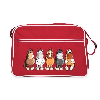 Happy Horses - Retro Tasche - Rot/Weiß - Vorne