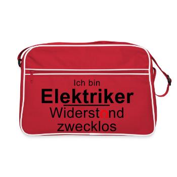 Ich bin Elektriker - Widerstand zwecklos - Ohm - Retro Tasche - Rot/Weiß - Vorne