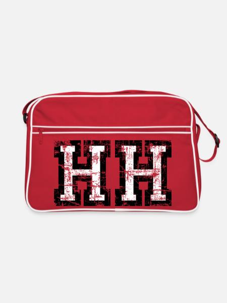 HH Hamburg (Vintage/Weiß) - Retro Tasche - Rot/Weiß - Vorne