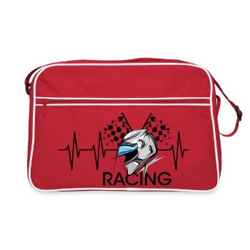 Casque de course Pulse Moto Heartbeat Icon Icon - Sac Retro - rouge/blanc - Devant