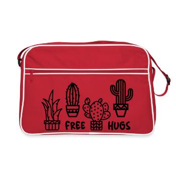 cactus free hugs funny sayings indoor plants - Retro Bag - red/white - Front