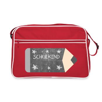 Crayon de couleur tableau noir design craie - étoiles - Écolier - Sac Retro - rouge/blanc - Devant