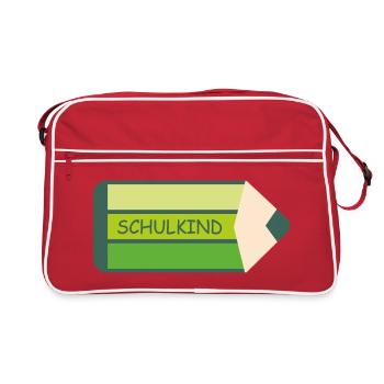 School Child - Green Pen - Motif for School Beginners - Retro Bag - red/white - Front