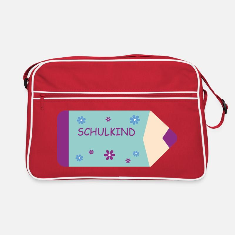 Crayon de couleur - menthe pourpre avec des fleurs - écolier Sac Retro