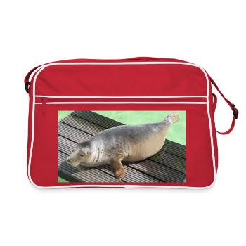 Seal pup on Texel - Retro Bag - red/white - Front