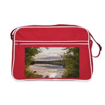 Réflexion sur le rivage du lac : repos du soir - Sac Retro - rouge/blanc - Devant