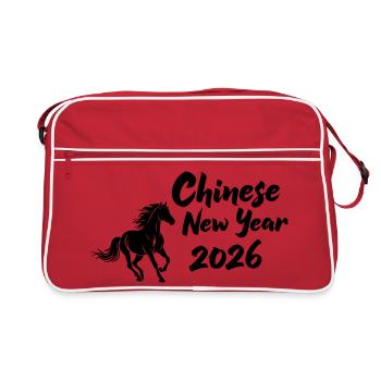 Symbole du cheval du Nouvel An chinois 2026 - Sac Retro - rouge/blanc - Devant