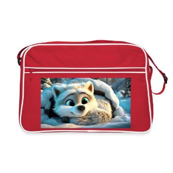 Fluffy arctic fox in the snow - Retro Bag - red/white - Front