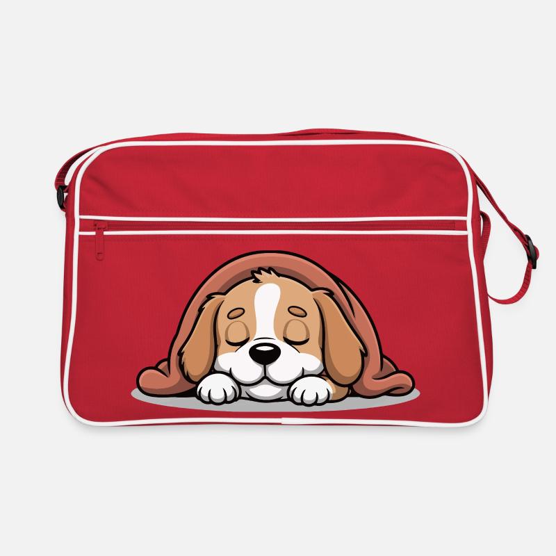 Schlafender Beagle unter Decke Retro Tasche