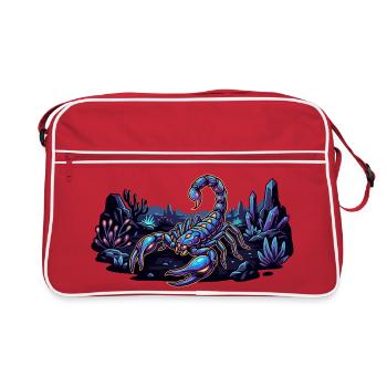 Motif du Scorpion néon sur la planète désertique nocturne - Sac Retro - rouge/blanc - Devant