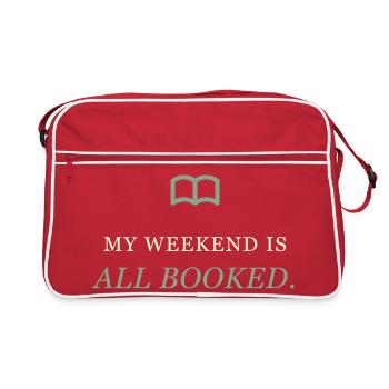Book Lover "My Weekend Is All Booked" - Retro Bag - red/white - Front