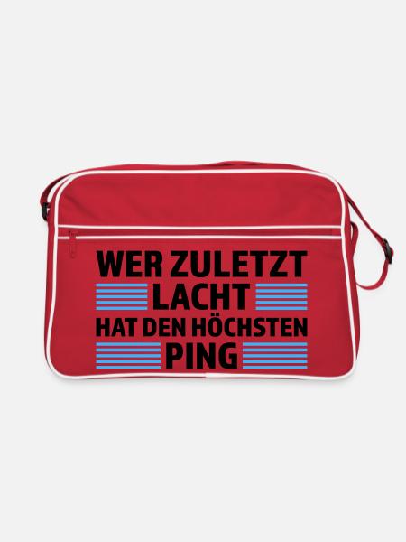 Wer zuletzt lacht höchsten Ping Gamer Shirt - Retro Tasche - Rot/Weiß - Vorne