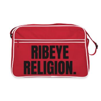 RELIGION DU RIBEYE | T-shirt Carnivore | Steak Lover - Sac Retro - rouge/blanc - Devant
