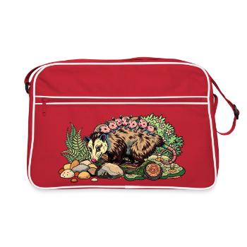 Maman opossum avec sa progéniture - Sac Retro - rouge/blanc - Devant