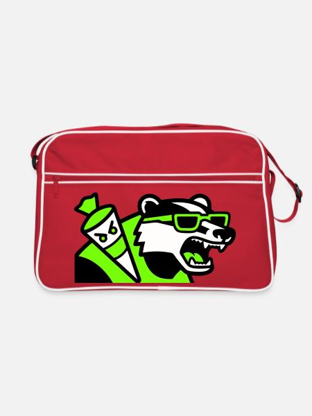 Badger Schoolbag Mascot - Retro Bag - red/white - Front