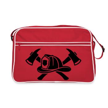 Feuerwehrhelm Aexte Logo - Retro Tasche - Rot/Weiß - Vorne