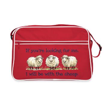 I will be with the sheep Lustiges Schaf Motiv - Retro Bag - red/white - Front