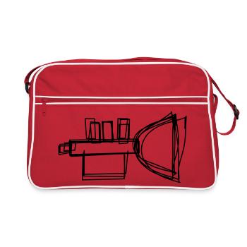 Flügelhorn handgezeichnet - Retro Tasche - Rot/Weiß - Vorne