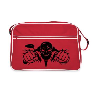 un crâne de moto - Sac Retro - rouge/blanc - Devant