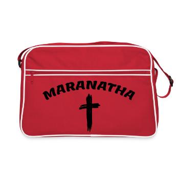 Maranatha Jesus kommt bald! Geschenk Geschenkidee - Retro Tasche - Rot/Weiß - Vorne