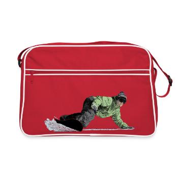 Snowboarders freeriders en descente - Sac Retro - rouge/blanc - Devant