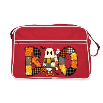 Ghost Halloween Patchwork Boo - Retro Bag - red/white - Front