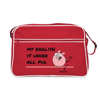 My English Is Under All Pig – Humour anglais - Sac Retro - rouge/blanc - Devant